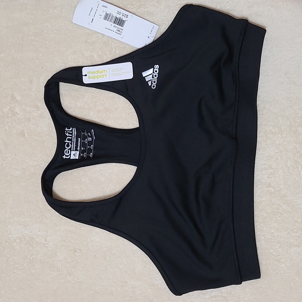 Brand new w/ tags. adidas techfit sports bra, medium support, size large, black